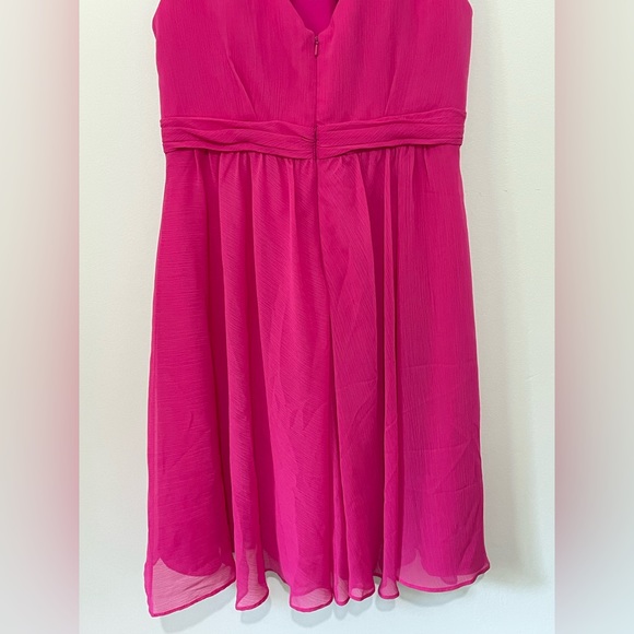 David's Bridal Pink High Neck Sleeveless Mini Bridesmaids Dress - Picture 7 of 10